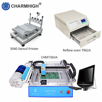 chmt36va smt pick and place machine, stencil printer 3040, T962A reflow oven