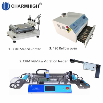 chmt48VB smt pick and place machine, stencil printer 3040, BRT-420 reflow oven