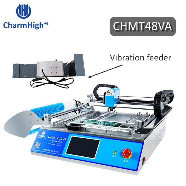 All-in-one CHMT48VA Desktop SMT Pick and Place Machine + Vibration Feeder, Embedded Linux System, Prototying Batch Production